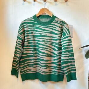Soft Green Zebra Stripe Sweater